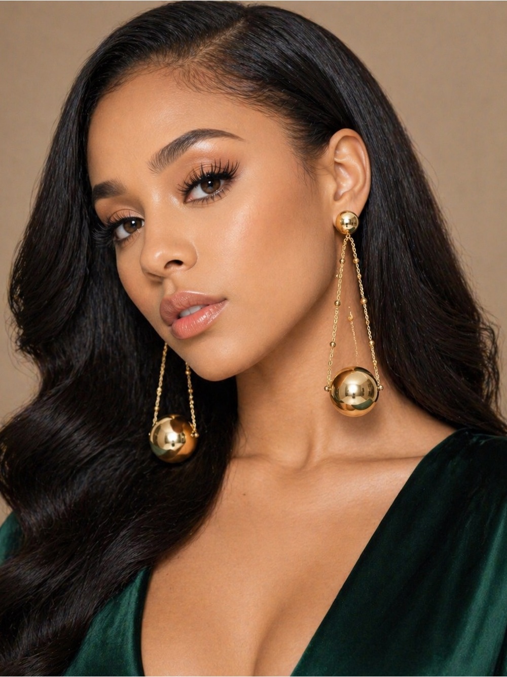 Gold Statement Drop Earrings | Oversized Orb Dangle | Chic & Trendy